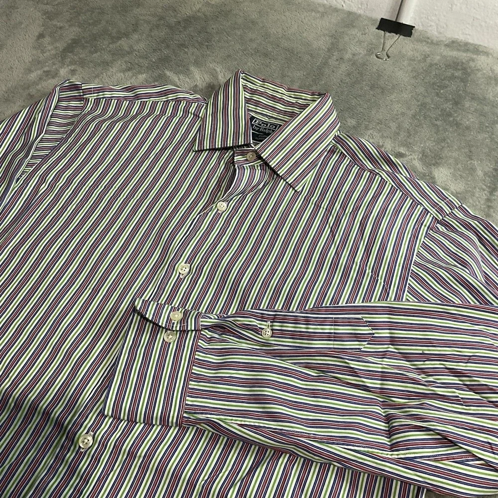 Vtg 90s Polo Ralph Lauren Curham Colorful Striped‎ Dress Shirt Mens 15 1/2 32-33